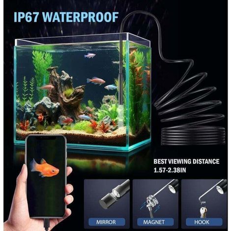 Caméra d'inspection endoscopique 10 m – Sonde 8,0 mm – 6 LED – Étanchéité IP67 – Rotation 360° – Compatible Android et Windows (1/3)