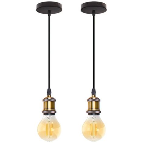 royaluxe- 2PCS Lampe Suspendue Nostalgie Lustre D'Intérieur Rétro Lampe Suspendue Antique E27 Vintage Plafonnier Simple Bronze (1/5)