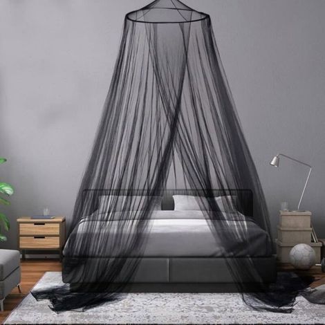 Schwarzes, kuppelförmiges Moskitonetz für Doppelbetten, faltbar, schimmelresistent, geeignet für Camping, Zuhause und Garten