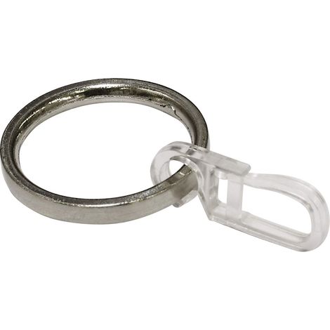 Gardinia Anelli per Tende da Ø 19 mm, compresi Ganci Pieghevoli, 6 Pezzi, Larghezza 4 mm, Metallo, Aspetto Acciaio Inox (1/2)
