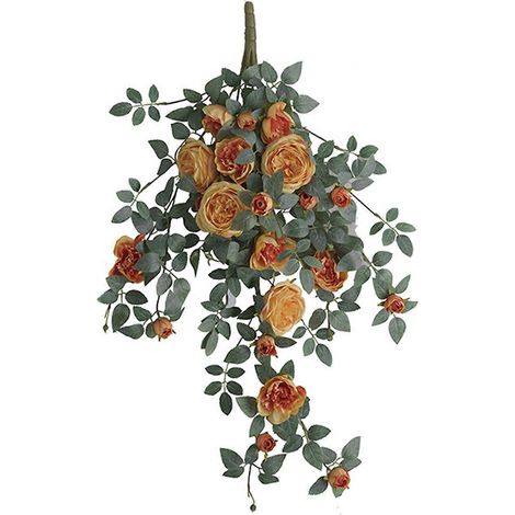Guirlande murale fleurie Austin Rose 22 têtes, fausse vigne décorative pour fenêtre, mur et paysage intérieur, simulation végétale suspendue (1/5)