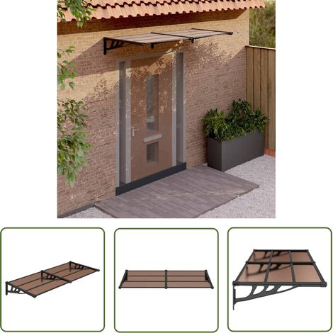 The Living Store Auvent de porte Noir 199x90 cm Polycarbonate - Auvent De Porte - Abri Porte - Protection Pluie - Store Extérieur - Porch Canopy (1/5)