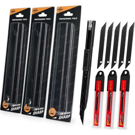 Cutter-Set 3 Stück mit 30° Klingen, Aluminiumgehäuse, 9mm, für Folien & Basteln