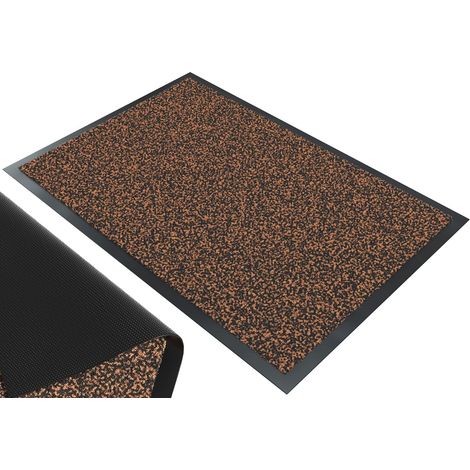 Tapis de Porte Paillasson d'Entree Interieur et Extérieur Tapis Antidérapant et Anti-Poussière Tapis d’entrée Imperméable Lavable 60x90cm Marron-Noir (1/5)