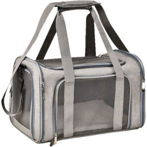 Sac de transport pour animaux de compagnie gris petite taille 40 cm x 25 cm x 25 cm 1 sac de transport pliable pour chat et chien (1/5)