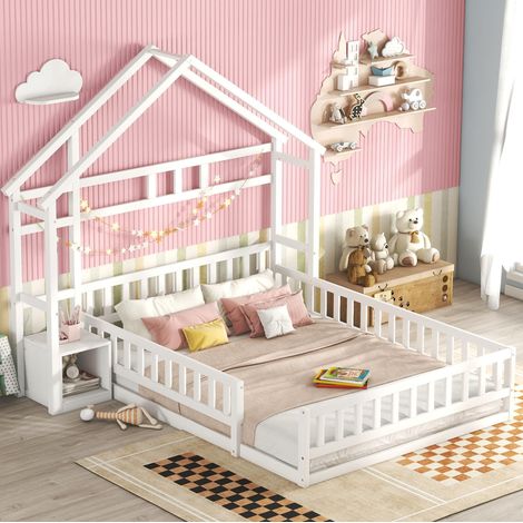 letto struttura letto 140x200 con comodino casa bianco HAVRYA (1/5)