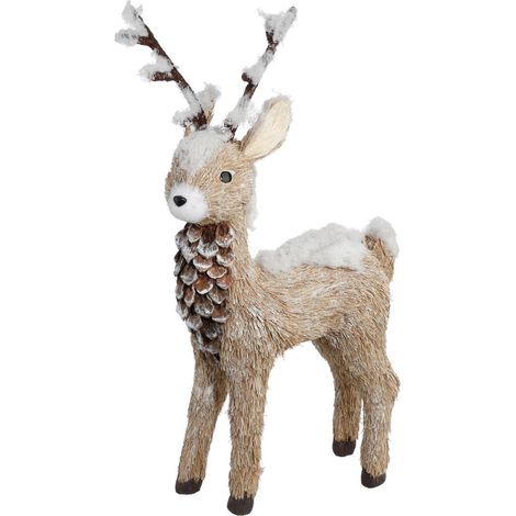 Fééric Lights And Christmas – Déco de Noël renne en bois naturel H 55 cm – Décoration festive pour intérieur – Dimensions L. 36 x P. 16 cm – Modèle naturel