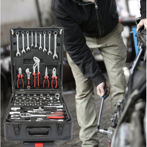 Boîte à outils roulante 899 pièces, 4 tiroirs, noire OKMYHOME (1/5)