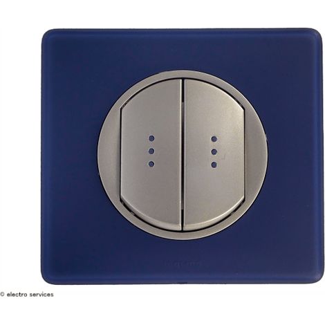 Double poussoir à Voyant Lumineux Céliane Complet Schiste  Griffes: Sans griffes