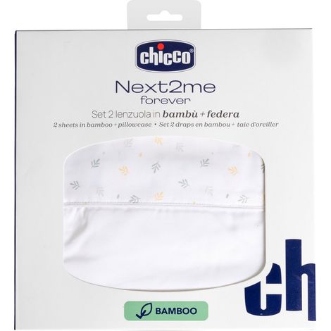 Chicco Set de Sábanas de Bambú para Next2Me Forever - 2 Piezas y Funda de Almohada