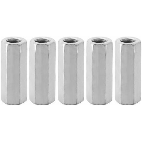 pezzi Dado a manicotto in acciaio al carbonio M12, manicotto esagonale M12 50, dado lungo M12 Connettore asta filettata Dado a bussola M12 Elementi di fissaggio filettati (M1250-15mm)