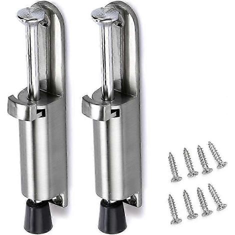Lot de 2 butées de porte en acier inoxydable avec embout en caoutchouc (argenté) (1/5)