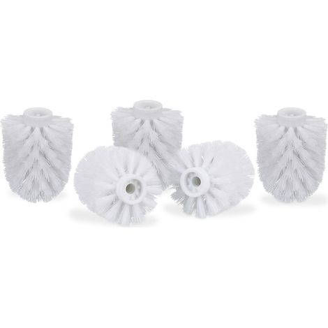 Relaxdays Toilet Brush Head Set of 5, Loose Toilet Brushes, 9.5 mm Threads, Replacement Heads, Diameter 8 cm, White (1/5)