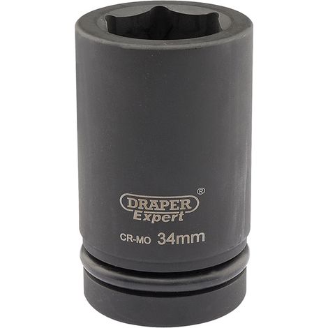 Draper 34mm Hi-Torq® Metric Deep Impact Socket, 1/2" Square Drive, Heavy-Duty Impact Tool (1/5)