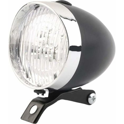 royaluxe -1PC lumière de vélo, phare, lumière avant de vélo, lampe de vélo, lampe de poche avertissement de sécurité Vintage lampe de vélo rétro 3 LED, lumières de vélo étanches pour VTT (noir) (1/5)