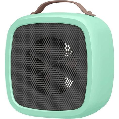 Heizlüfter, Kleine tragbare Elektroheizung, Badezimmer-Heizlüfter Mini-Keramik-Heizlüfter Raumheizung für Büroraumheizung 400 W – 10 × 14 × 14 cm (Grün)
