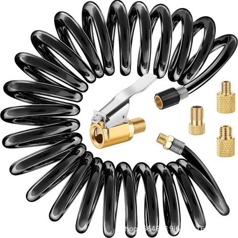 Adaptateur de rallonge de 3 mètres pour pompe à pneus avec vanne de verrouillage et tuyau d'air flexible à rebond.