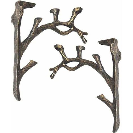 Supports d'étagère Vintage (2 pièces), Fonte, Forme de Branche Équerre Étagère, Faire l'ancien Artisanat, Support de Triangle décoratif créatif, Étagère à Livres Murale, Support de Fleurs (1/5)