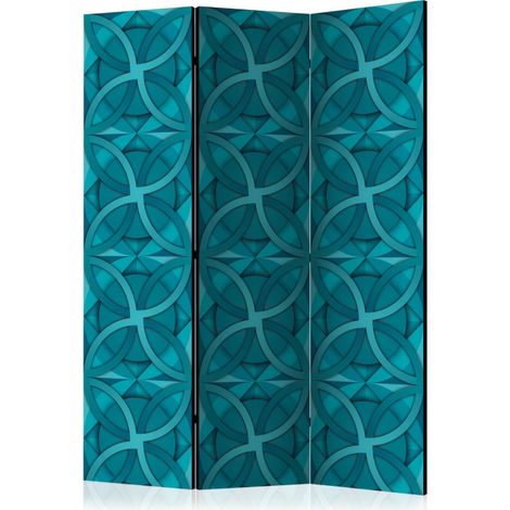 Paravent 3 Volets "Geometric Turquoise" 135x172cm (1/2)