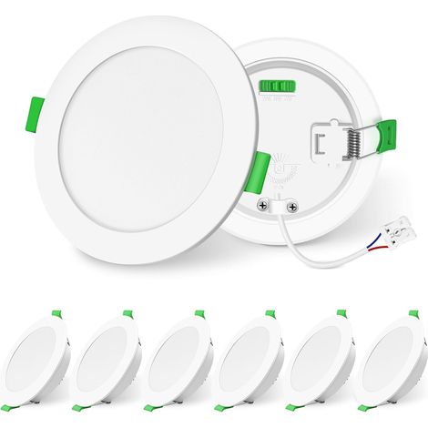 LIGHTING Noir Spot LED Encastrable Dimmable 10W 1050lm Haute Luminosité, Extra Plat Spots de Plafond, 3000K 4000K 6500K Réglable Blanc Chaud Nature Froid Spot Salle de Bain IP44, Lot de 6