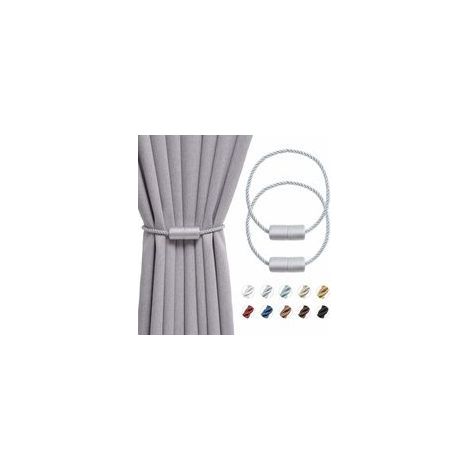 Set di 2 fermatende magnetici fatti a mano da 40,6 cm con cordino laterale, pratici e decorativi per tende di finestre di casa e ufficio (grigio) (1/5)