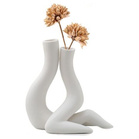 Vase Decoratif, Vase Blanc ceramique, Vase Moderne pour Pampa, Couple Amoureux en Céramique (1/5)