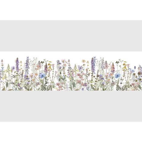 Frise auto-collante au fond blanc avec des fleurs (1/5)