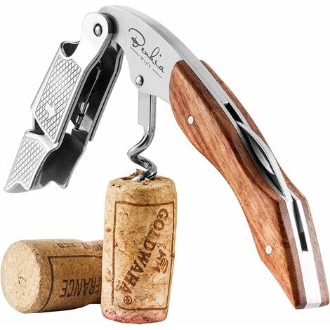 VURAHOME - Bois Couteaux de sommelier - Tire bouchon professionnel en acier inoxydable, qualité hôtellerie-restauration, avec décapsuleur et coupe-capsule (1/5)