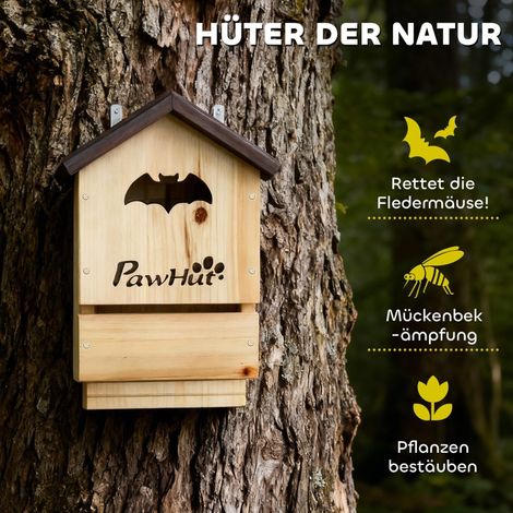 Nichoir à chauves-souris en bois de sapin, lot de 3 abris suspendus pour jardin, 21,5 x 11,5 x 34 cm (1/5)