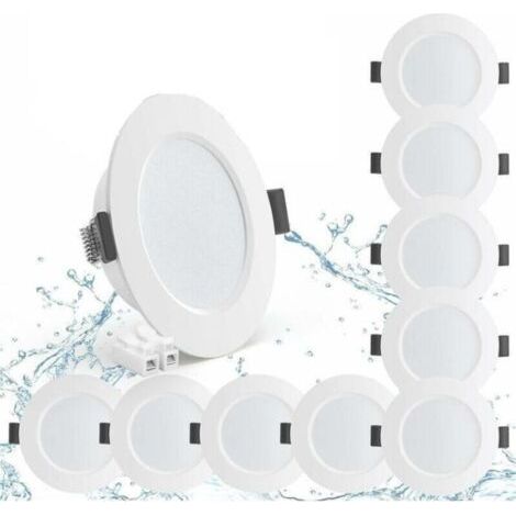 Lot de 10 spots LED encastrables 5W – IP44 étanche – 450lm blanc neutre 4000K – Profondeur 25mm – Pour salle de bain, salon, cuisine (1/5)