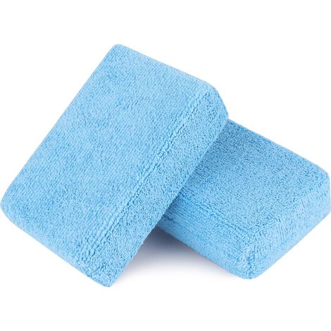 Mikrofaser-Applikatorpads – 2er-Set, Autowaschschwämme, Premium-Mikrofaser-Reinigungsschwämme und -pads, ideal zum einfachen Auftragen von Wachs, Versiegelung und Pflegemitteln – Blau
