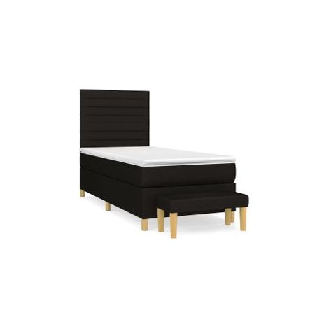 Sommier à lattes de lit avec matelas Noir 90x190 Tissu (1/5)