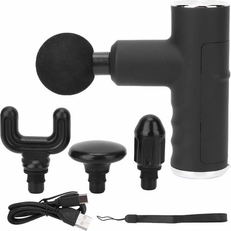 Pistolet de massage musculaire profond, appareil de massage des tissus profonds avec tête de massage et câble de charge USB, pour les muscles du cou, du dos et des épaules (1/5)