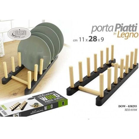 Portapiatti Portacoperchi da Cucina in Legno 28 x 11 x 9 cm (1/3)