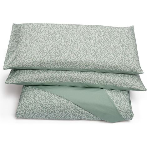 Housse de Couette 2P avec 2 taies d'oreiller Pétales Salvia 100% Coton, Made in Italy (1/4)