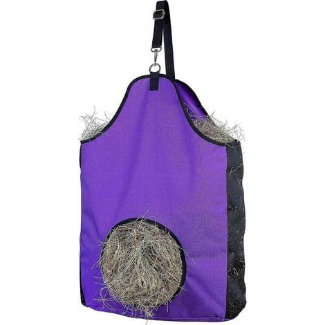 Sac à foin à alimentation lente en tuyau d'arrosage, pratique, esthétique et durable. Doté de fermetures métalliques et d'une sangle robuste et réglable. (1/5)