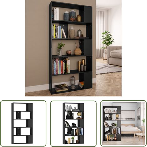 The Living Store Bücherregal/Raumteiler Schwarz 80x24x159 cm Holzwerkstoff - Bücherregal - Regal - Raumteiler - Holzmöbel - Schwarz (1/5)