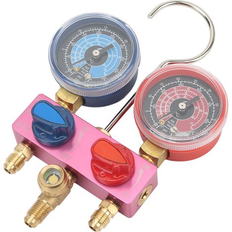 Collecteur de manométrie diagnostic mini G1/4 bouton métallique pour climatisation réfrigérants R22 R32 R410A (1/5)