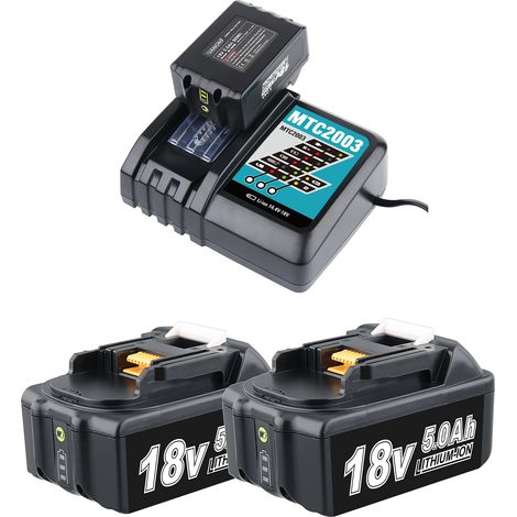 2X Akku 18V 5.0Ah Ersatzakku für Makita akku 18V+DC18RF Ladegert kompatibel mit BL1860 BL1860B BL1850 BL1850B BL1840 BL1830 BL1820 LXT400 DC18RA DC18RC DC18RD (1/5)