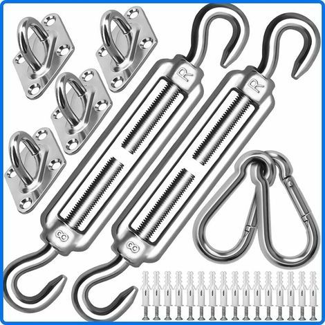 Kit de fixation de voile d'ombrage M8 très résistant, kit de fixation pour auvent en acier inoxydable 304 pour triangle et carré, kit d'accessoires (M8) Ikodm (1/5)