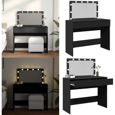 Coiffeuse avec LED noir 100x40x120 cm - Coiffeuse avec LED - Coiffeuse en bois d'ingénierie (1/5)