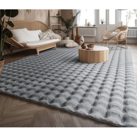 Wohnzimmer Teppich Langflor Wohnzimmerteppich Rauten Design Soft 3D Design 200 cm x 280 cm x 34 mm Grau Rechteckig (1/5)