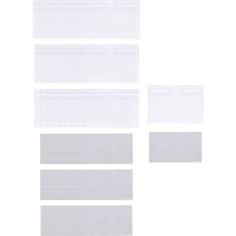 Porta etichette per prezzi in plastica trasparente da 50 pezzi, rimovibili con clip per ripiano, per contenitori, contenitori ed etichette nei cestini (1/4)
