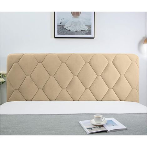 Funda protectora acolchada elástica y gruesa para cabecero de cama, a prueba de polvo (150 x 70 cm, marrón). (1/5)