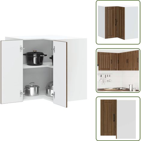 vidaXL Armoire d'angle murale de cuisine Lucca chêne marron