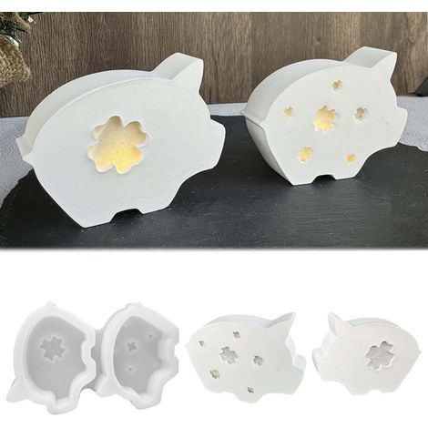 Silikonform Schwein & Kleeblatt für Kerzen, Gießharz & DIY