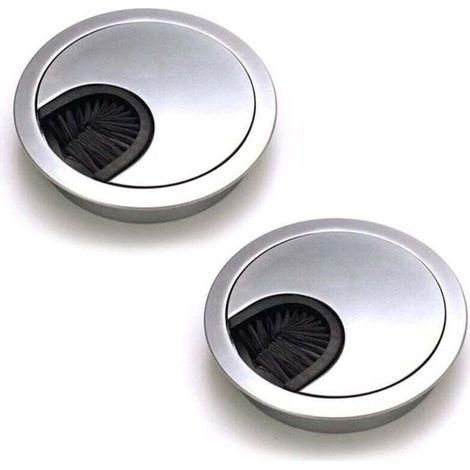 3 Pièces Passe Câbles Bureau Rond Encastrable, Couvercle Passe Câbles Fil, Rangements de Câbles pour Table de Bureau 60mm, Goulotte de Bureau Passe Câbles, pour Meuble (Argent) (1/4)