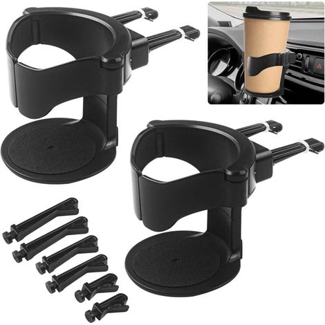 Porte-gobelet de voiture, 2 porte-gobelets pour grille d'aération de voiture, support de grille d'aération réglable universel, support de grille d'aération réglable, porte-gobelet pour boissons et caf (1/4)