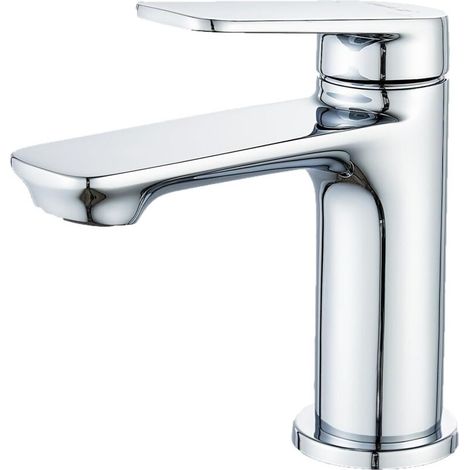 Robinet de Salle de Bain, Mitigeur de Lavabo Moderne - Robinet Mélangeur en Laiton Massif, Économiseur D'Eau et Durable, Chromé (1/5)