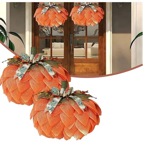 X Décor de Saison d'Automne - Couronne Porte en Toile Jute avec Noeud Décoratif Ambiance Chaleureuse Farmhouse 2 35cm (1/5)